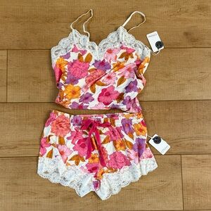 P.J. Salvage Pink Floral Lace-Trim Sleep Set